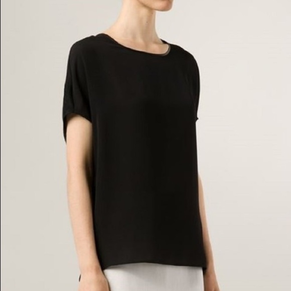 Vince Silk, Linen and Leather Blouse